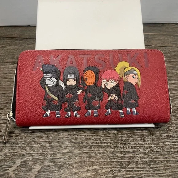 Red Akatsuki Anime Wallet Naruto itachi Tobi. Clouds. Pre-owned - Picture 3 of 9